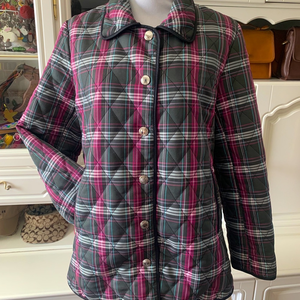 Coach nylon plaid quilt jacket M